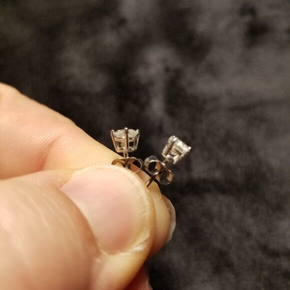 Platinum and Diamond Earrings - Picture 4 of 6
